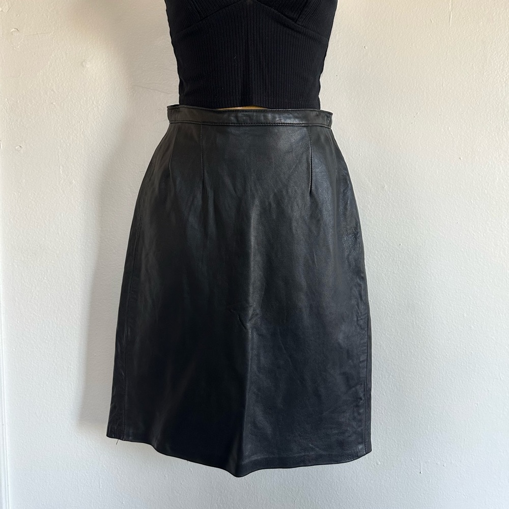 Vintage 1960s genuine leather pencil skirt